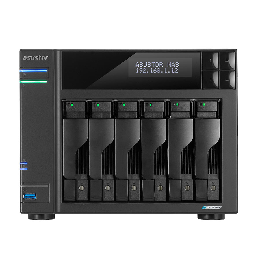 Asustor Lockerstor 6 Gen 2 AS6706T 6 Bay NAS, Quad-Core 2.0GHz, Dual 2.5GbE , 8GB DDR4, Four M.2 ASUSTOR