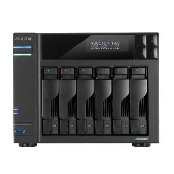 Asustor Lockerstor 6 Gen 2 AS6706T 6 Bay NAS, Quad-Core 2.0GHz, Dual 2.5GbE , 8GB DDR4, Four M.2